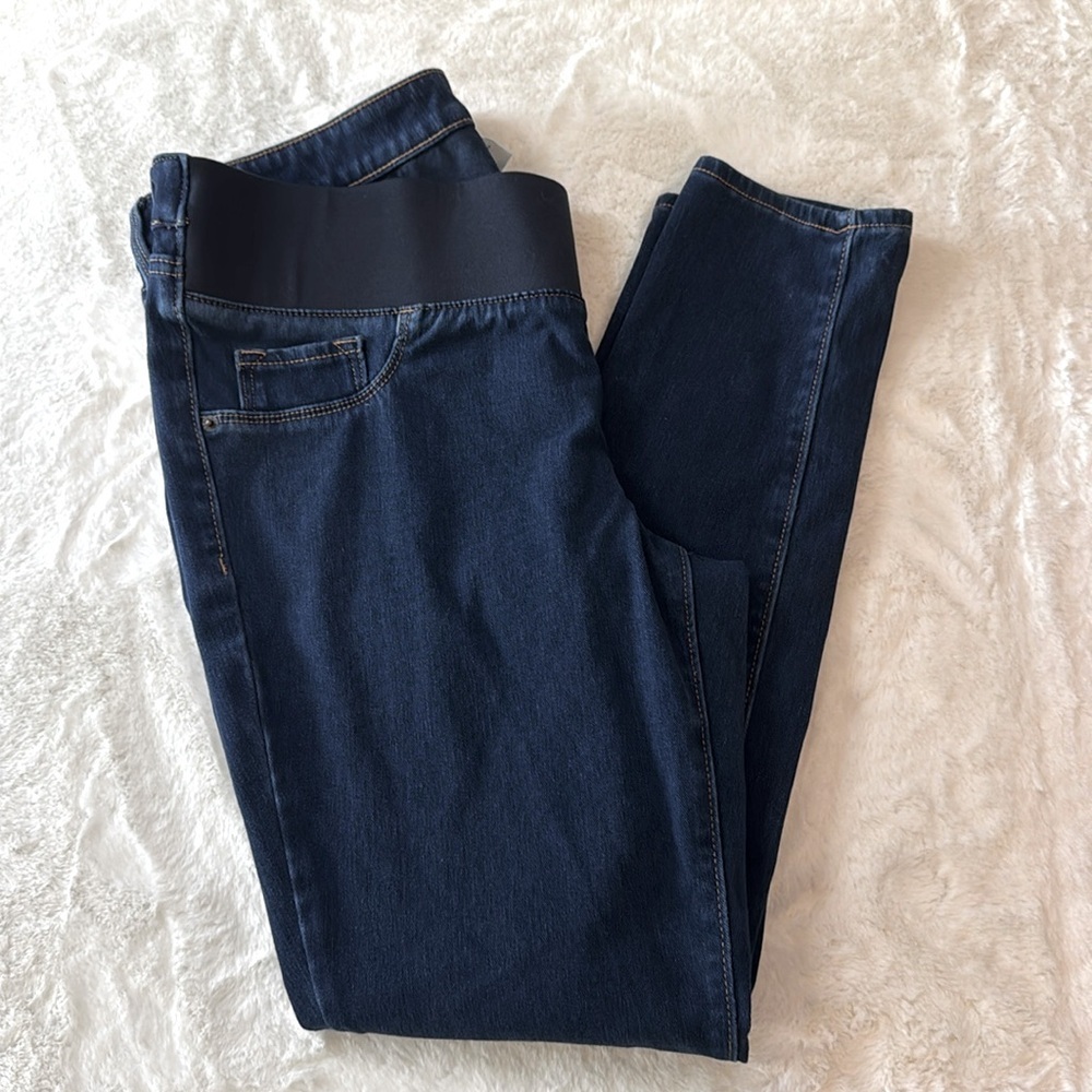 Old Navy Maternity Rockstar Super Skinny Front Low Panel Blue Jeans- size 12 - Picture 3 of 12